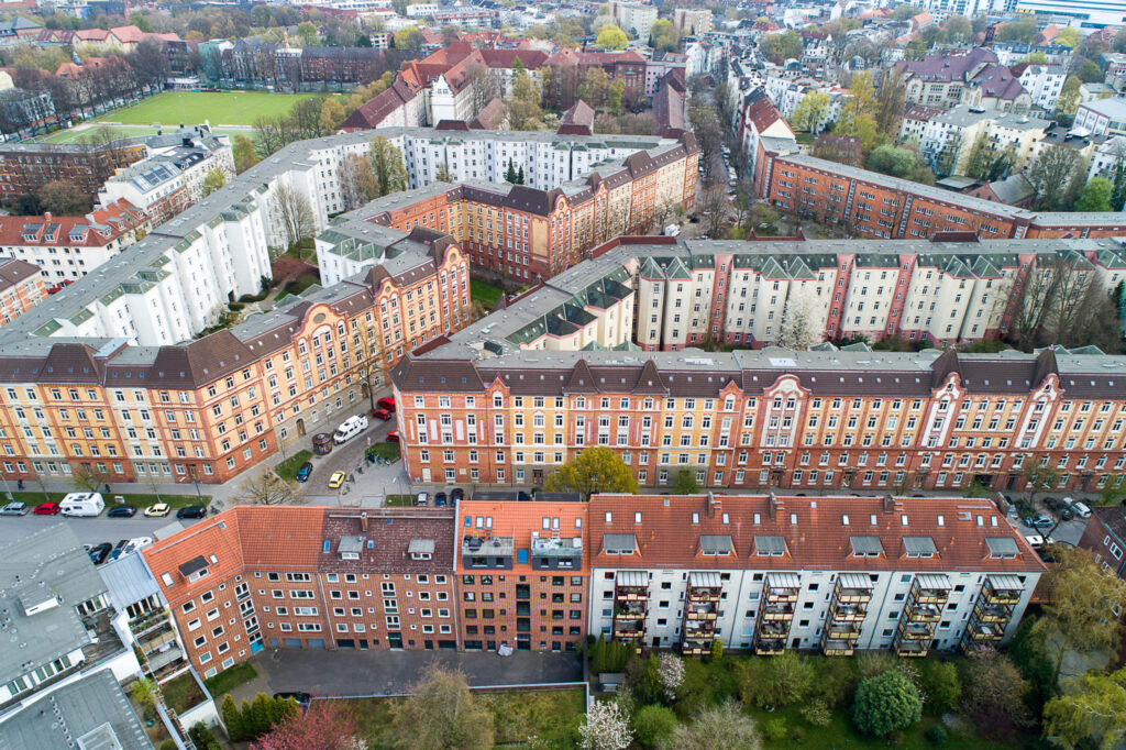 Blockrandbebauung im Gerichtsviertel, Hamburg Altona
